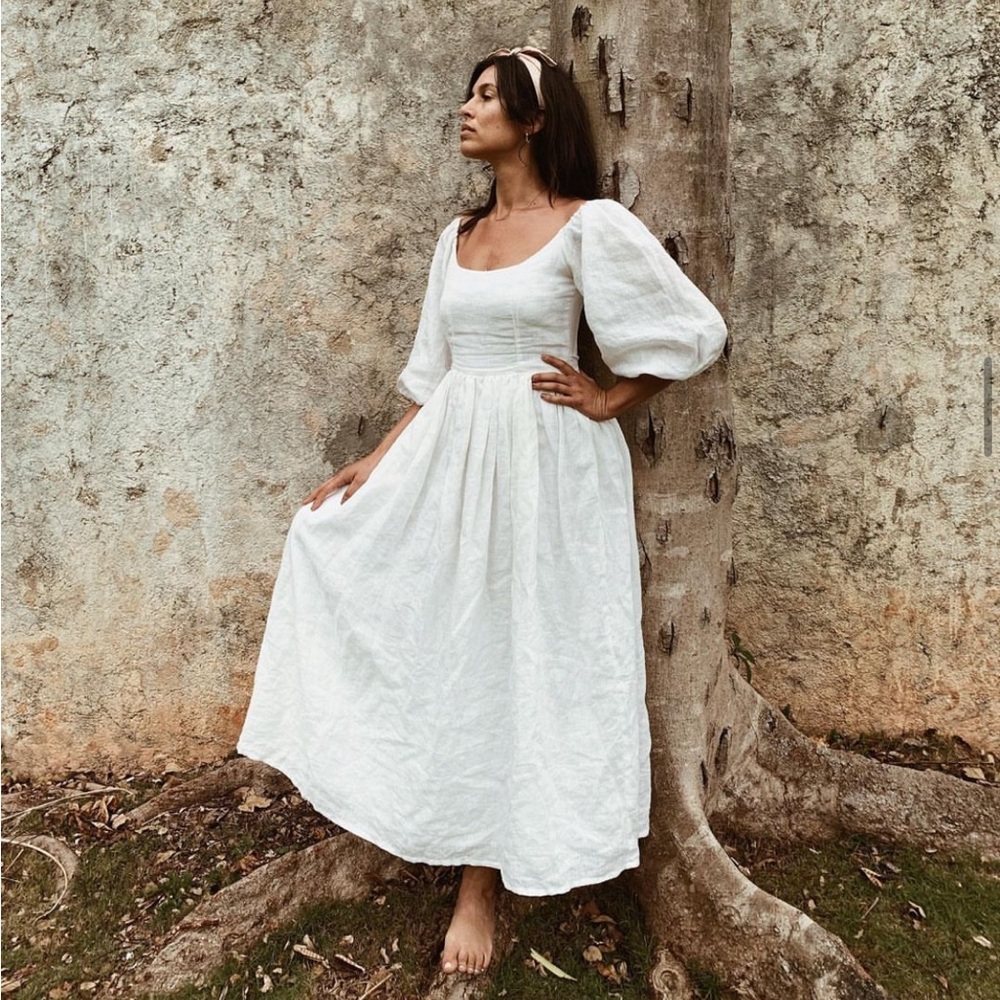 Bellflower Dress in Blanc by Kara Thoms - worn one time
